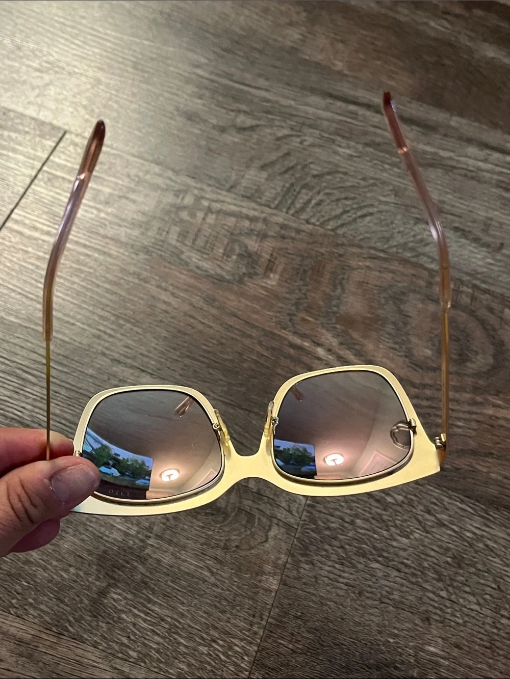 Diff Eyewear Cat Eye Sunglasses in Gold Frame with Rose-Tinted Lenses